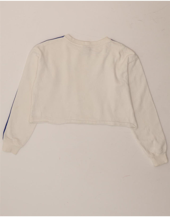 Champion feminino oversized gráfico moletom jumper UK 10 pequeno branco