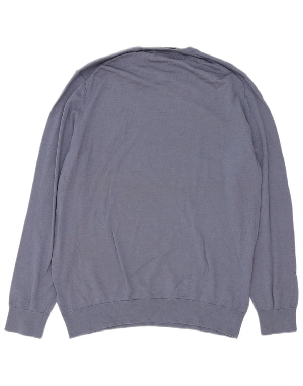 Suéter masculino Autograph com gola redonda XL azul lã Merino