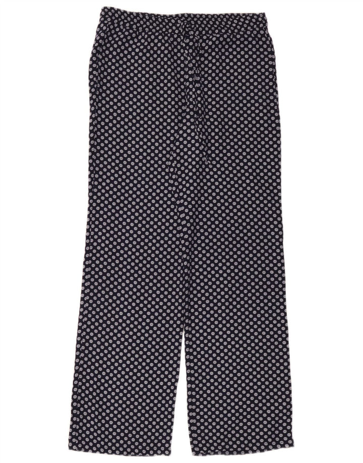 Calça feminina Zara com perna larga, médio W30 L32 azul marinho poliéster manchado