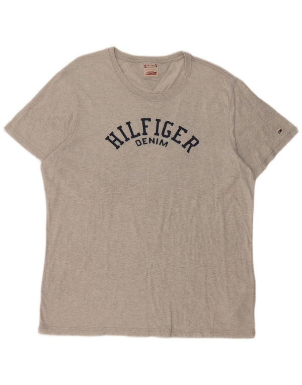 Camiseta gráfica masculina Tommy Hilfiger Top 2XL algodão cinza