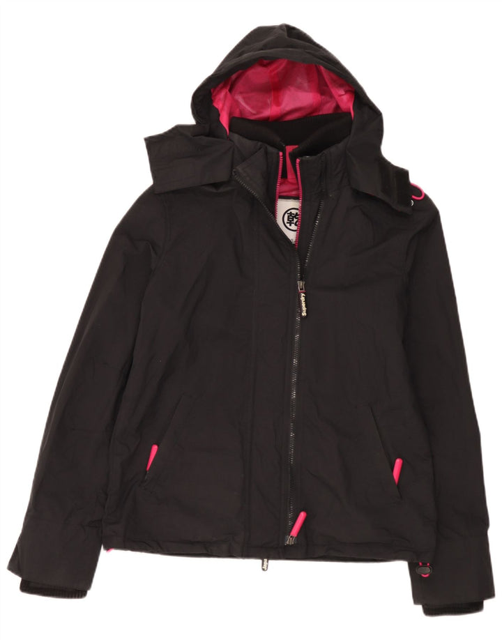 Jaqueta corta-vento feminina Superdry com capuz e blusão UK 16 grande preto
