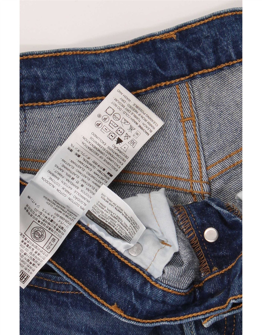 Shorts jeans feminino 501 da Levi's W29 algodão azul médio
