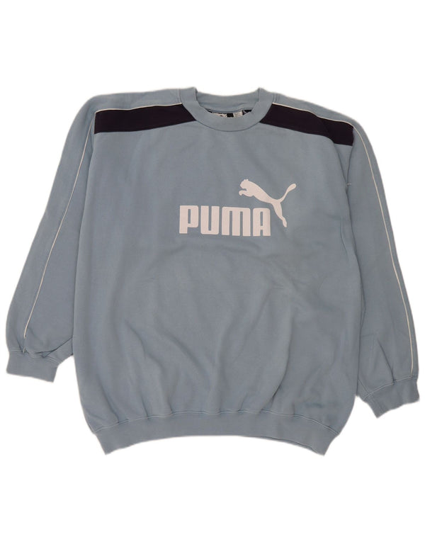 Puma Mens Graphic Moletom Jumper XL Azul Colorblock Algodão