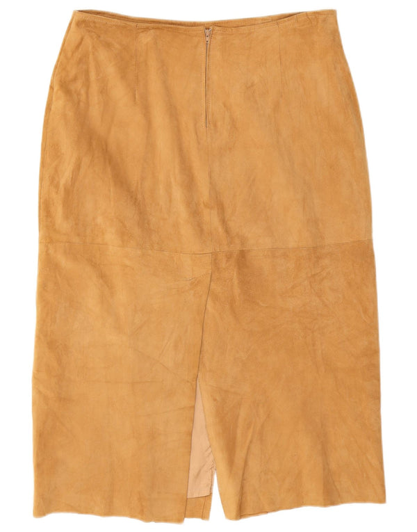 Saia midi feminina de cintura alta em camurça Victory IT 50 XL W32 L29 couro marrom