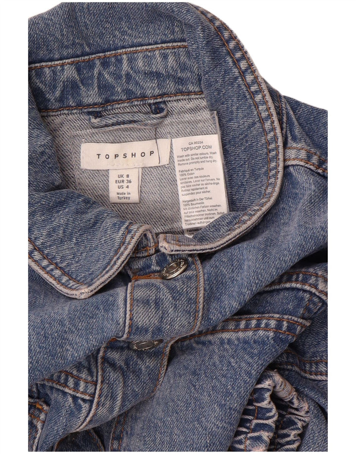 Jaqueta jeans feminina Topshop UK 8 pequena azul