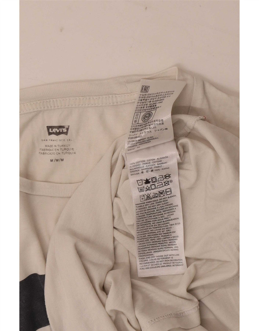 Camiseta gráfica masculina Levi's Top médio branco colorblock algodão
