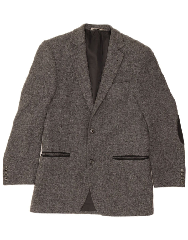 Jaqueta blazer masculina vintage com 2 botões IT 46 pequena lã cinza