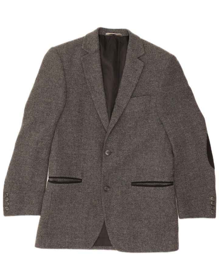 Jaqueta blazer masculina vintage com 2 botões IT 46 pequena lã cinza