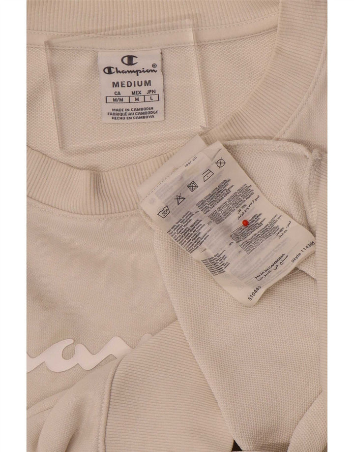 Champion feminino gráfico moletom jumper UK 14 médio algodão branco