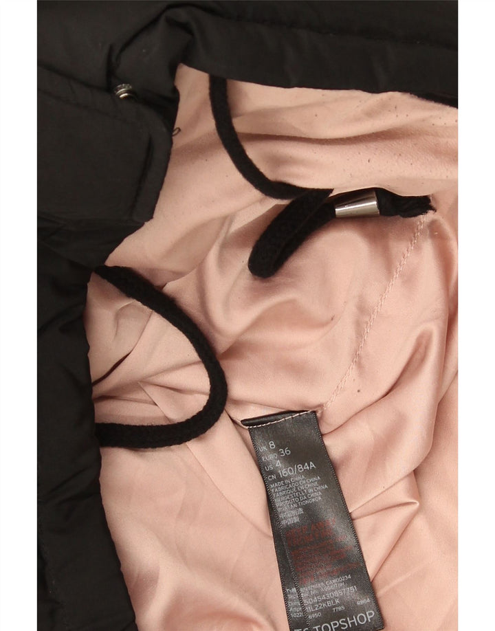 Jaqueta acolchoada grande com capuz feminina Topshop Reino Unido 8 poliéster preto pequeno
