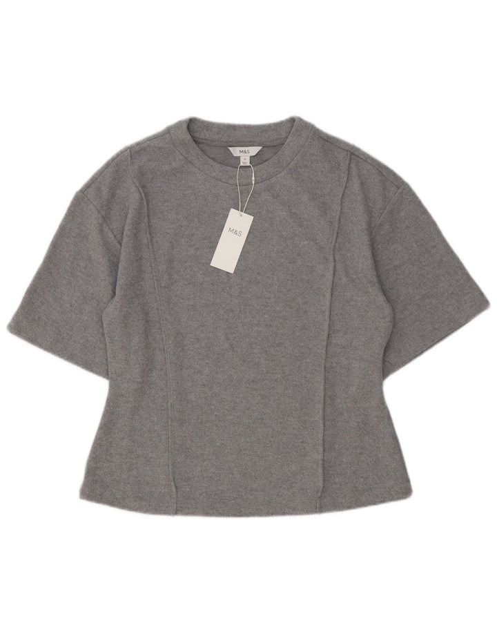 Camiseta feminina Marks & Spencer UK 16 grande poliéster cinza
