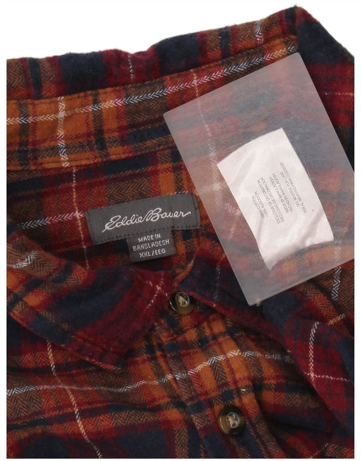 Camisa masculina de flanela Eddie Bauer 2XL algodão xadrez multicolorido