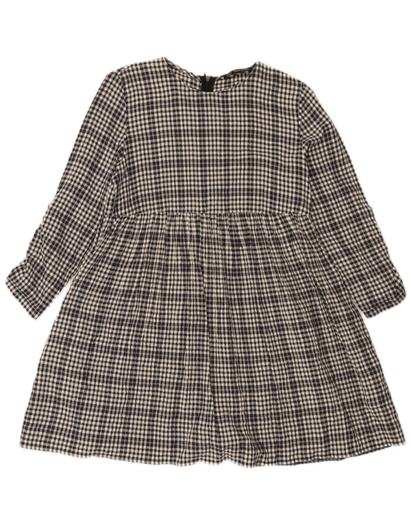 Zara Womens Trafaluc Long Sleeve Playsuit UK 10 Small Black Gingham Cotton