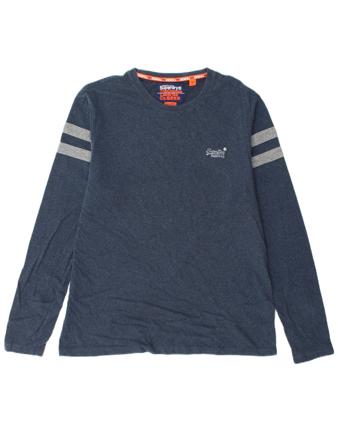 SUPERDRY Top masculino de manga comprida 2XL algodão colorblock azul marinho