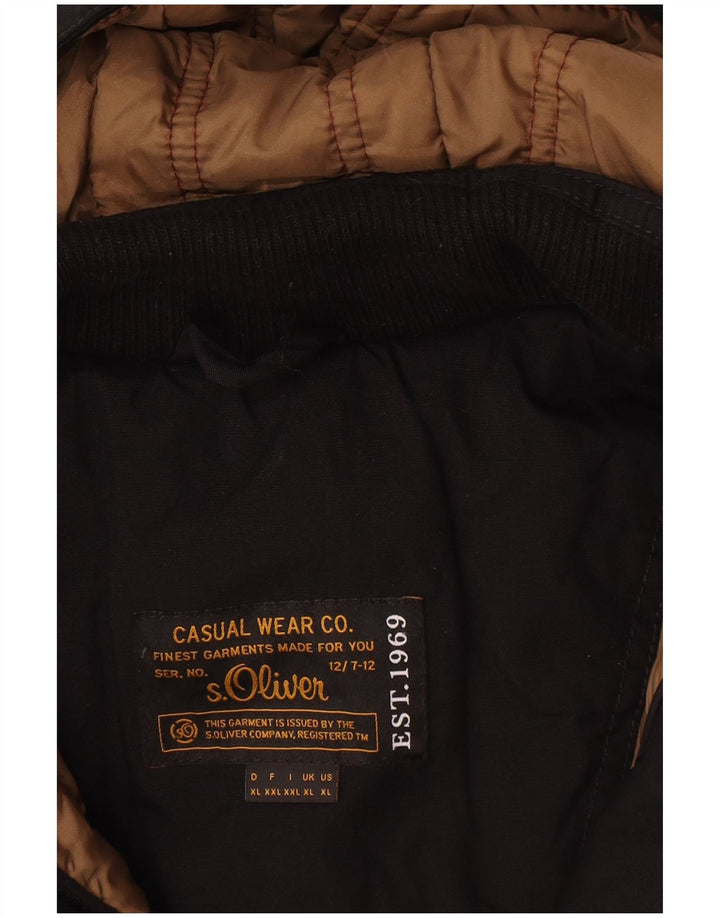 Jaqueta masculina acolchoada com capuz S.Oliver UK 42 XL poliéster preto