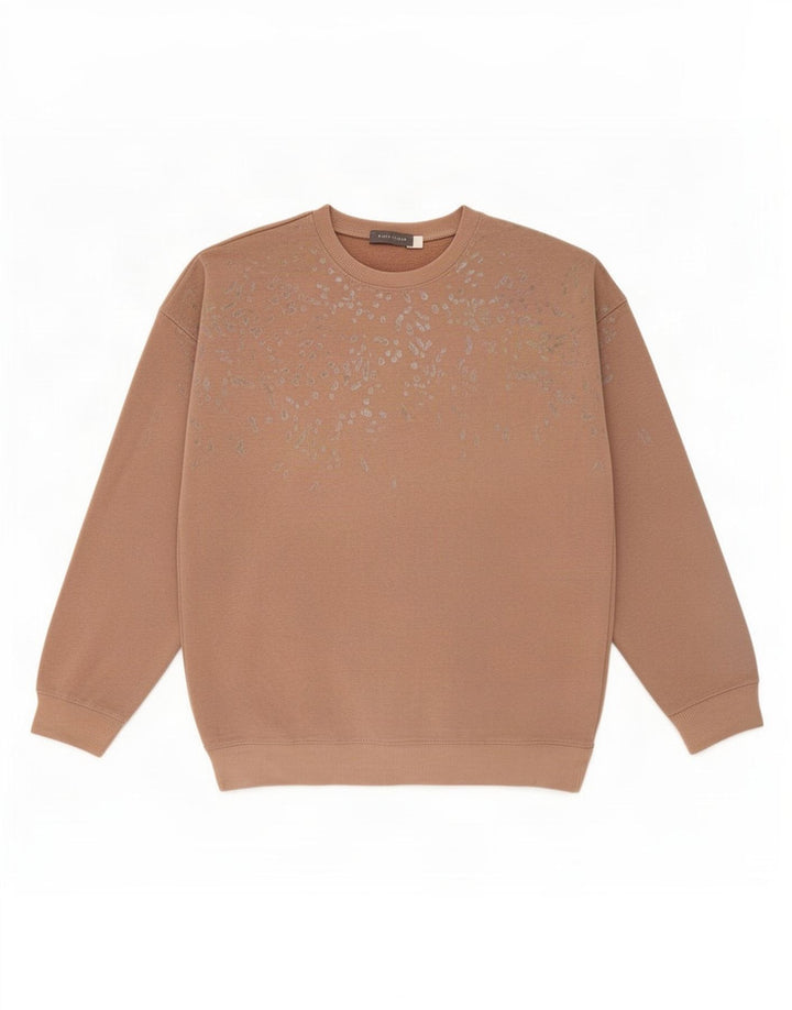 Suéter feminino com estampa abstrata MINT VELVET Reino Unido 10 pequeno bege