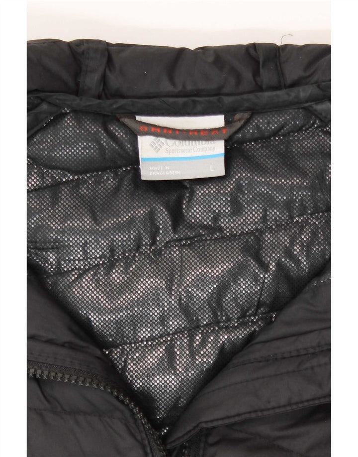 Jaqueta acolchoada com capuz feminina Columbia UK 16 grande poliéster preto