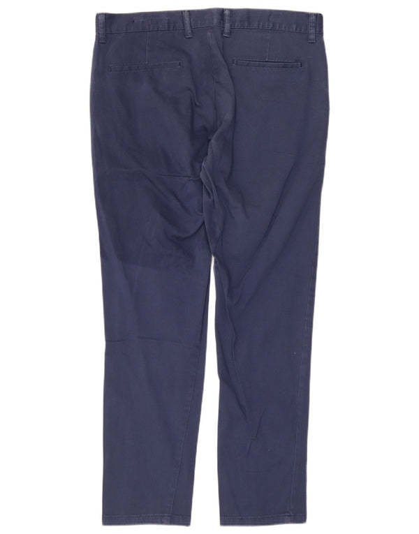 Zara Mens Slim Chino Calças EU 42 Grande W32 L28 Algodão Azul Marinho