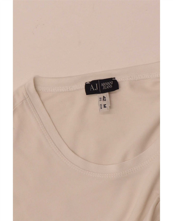 Top feminino Armani Jeans manga comprida UK 12 médio branco