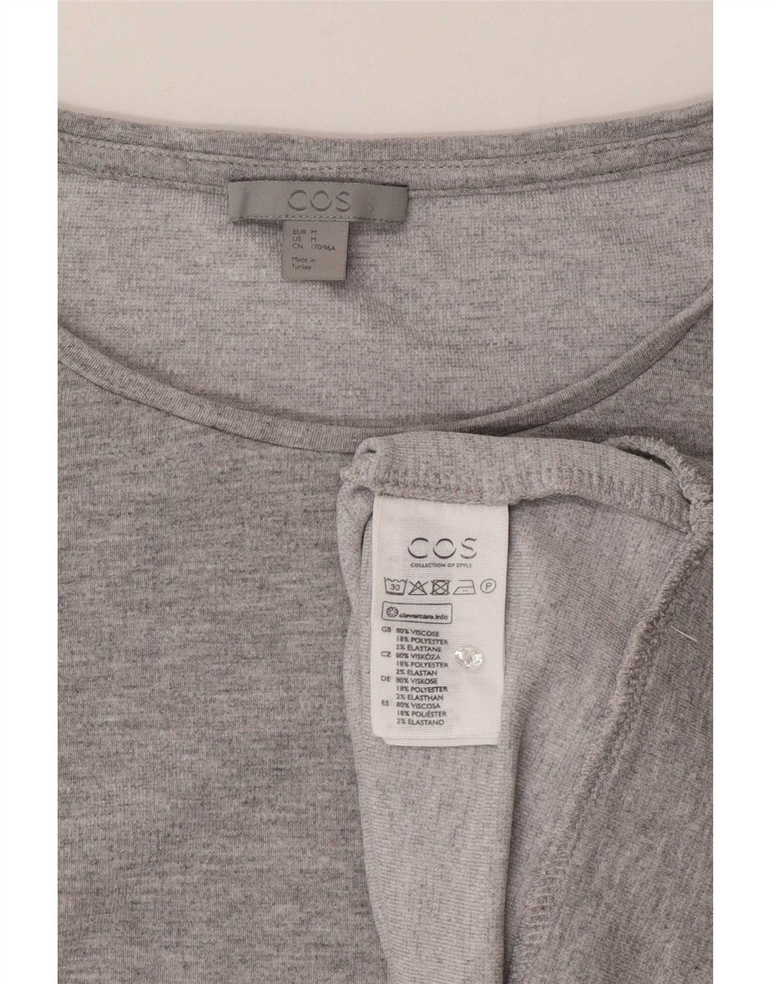 Cos feminino oversized manga comprida UK 14 cinza médio manchado viscose