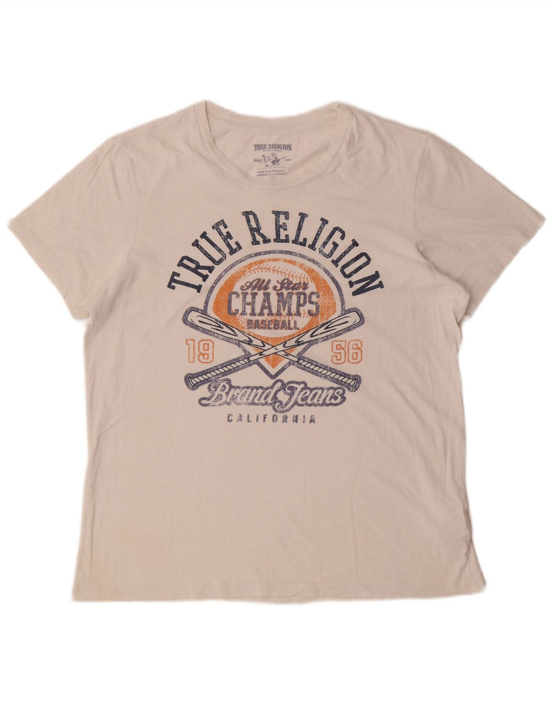 Camiseta gráfica masculina True Religion grande algodão branco