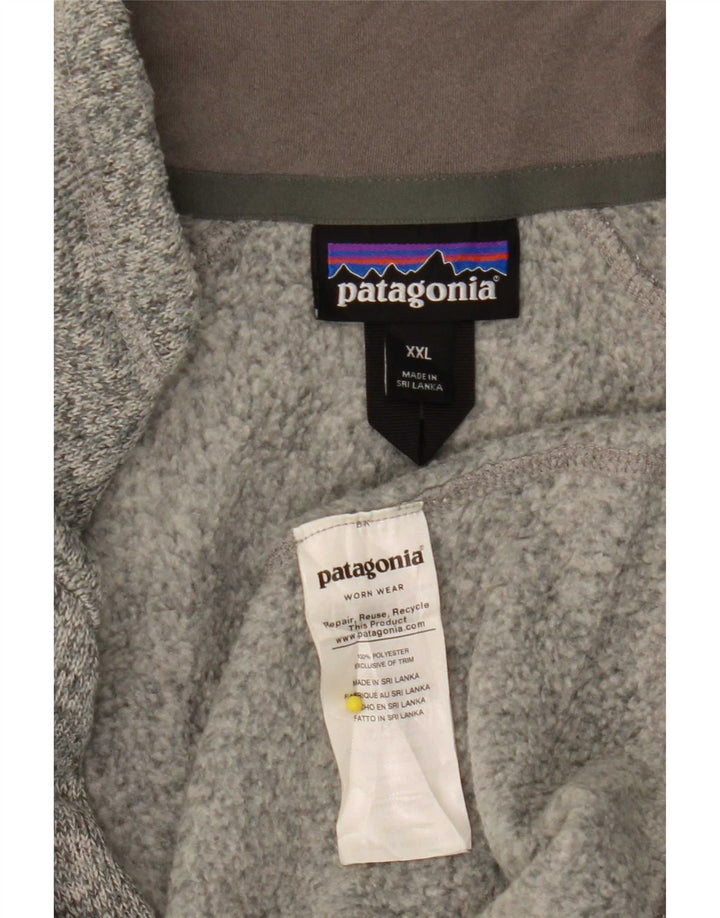 Jaqueta masculina de agasalho gráfico Patagonia 2XL poliéster manchado cinza