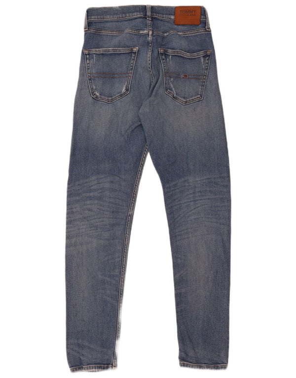 Tommy Hilfiger Masculino Distressed Slim Jeans W28 L30 Azul Algodão