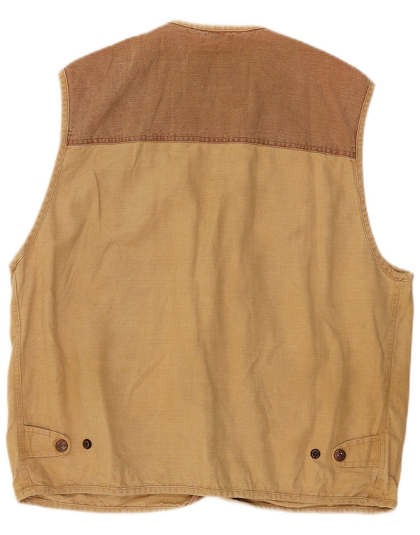 Marlboro Classics Mens Utility Gilet UK 42 XL Beige Colourblock Cotton