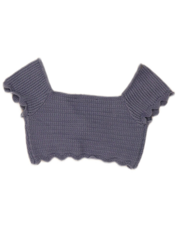 Zara Womens Knit Crop Top Reino Unido 8 Pequeno Azul