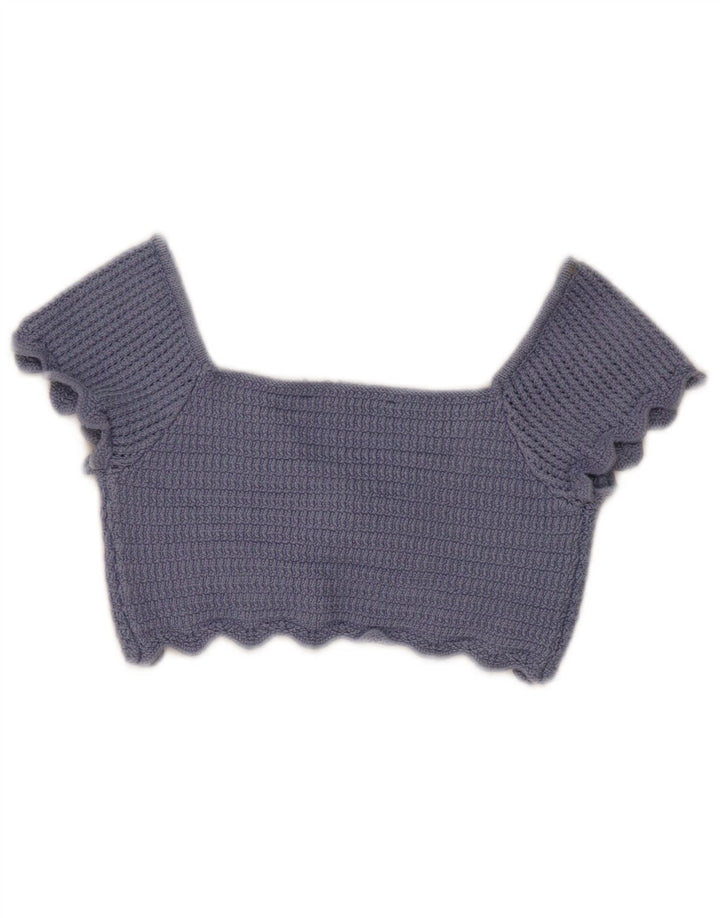 Zara Womens Knit Crop Top Reino Unido 8 Pequeno Azul