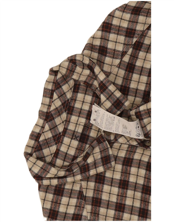 Montura Camisa masculina de flanela grande de algodão xadrez marrom