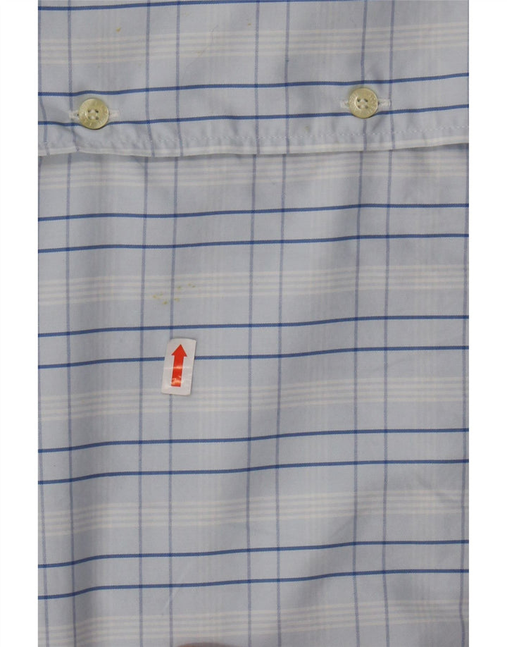 Camisa masculina de manga curta LACOSTE tamanho 46 2XL algodão xadrez azul