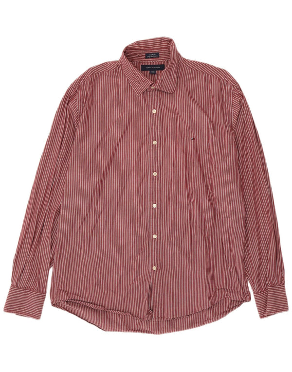 Camisa masculina Tommy Hilfiger Custom Fit grande listra vermelha