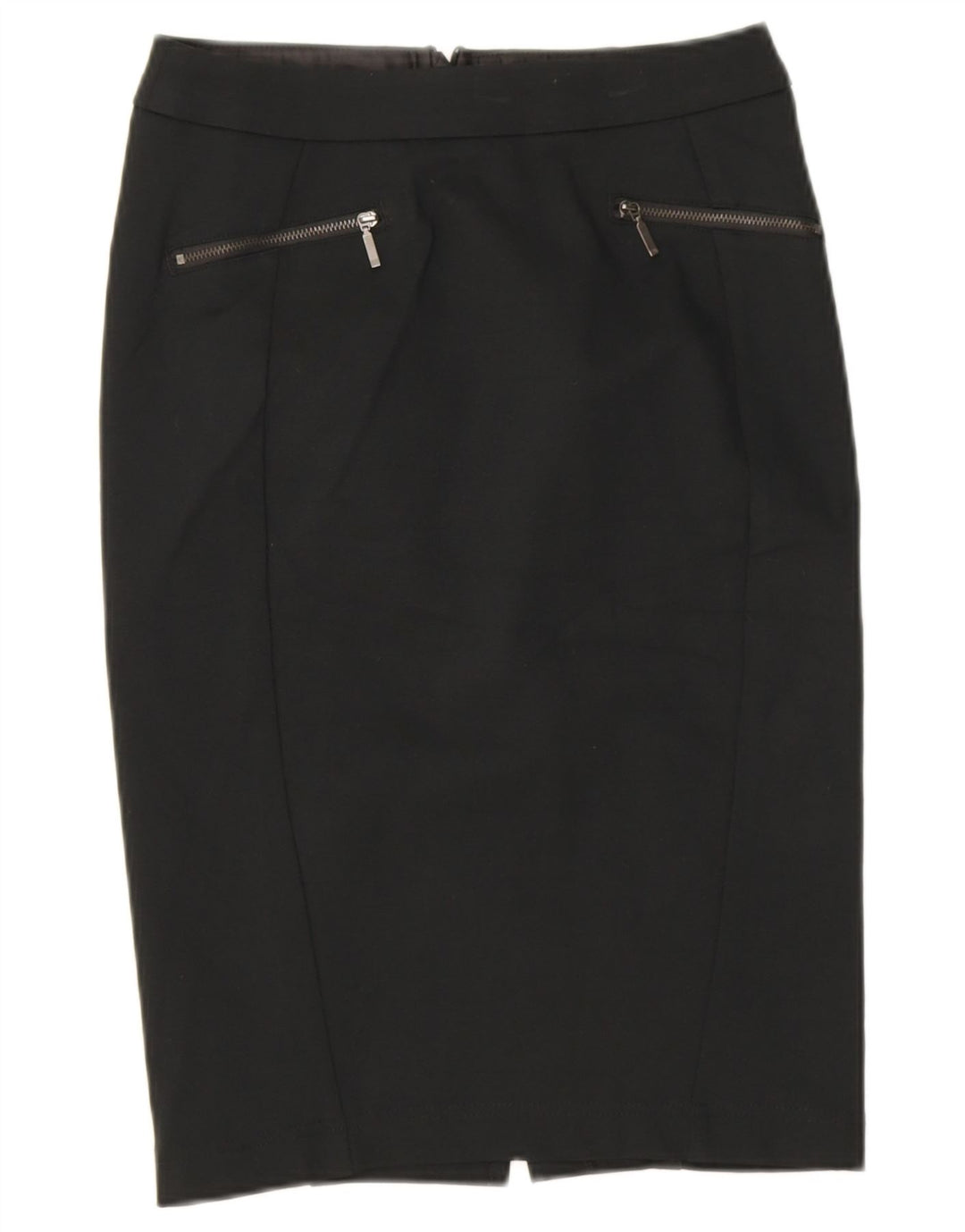Saia lápis feminina Marks & Spencer UK 8 pequena W26 viscose preta