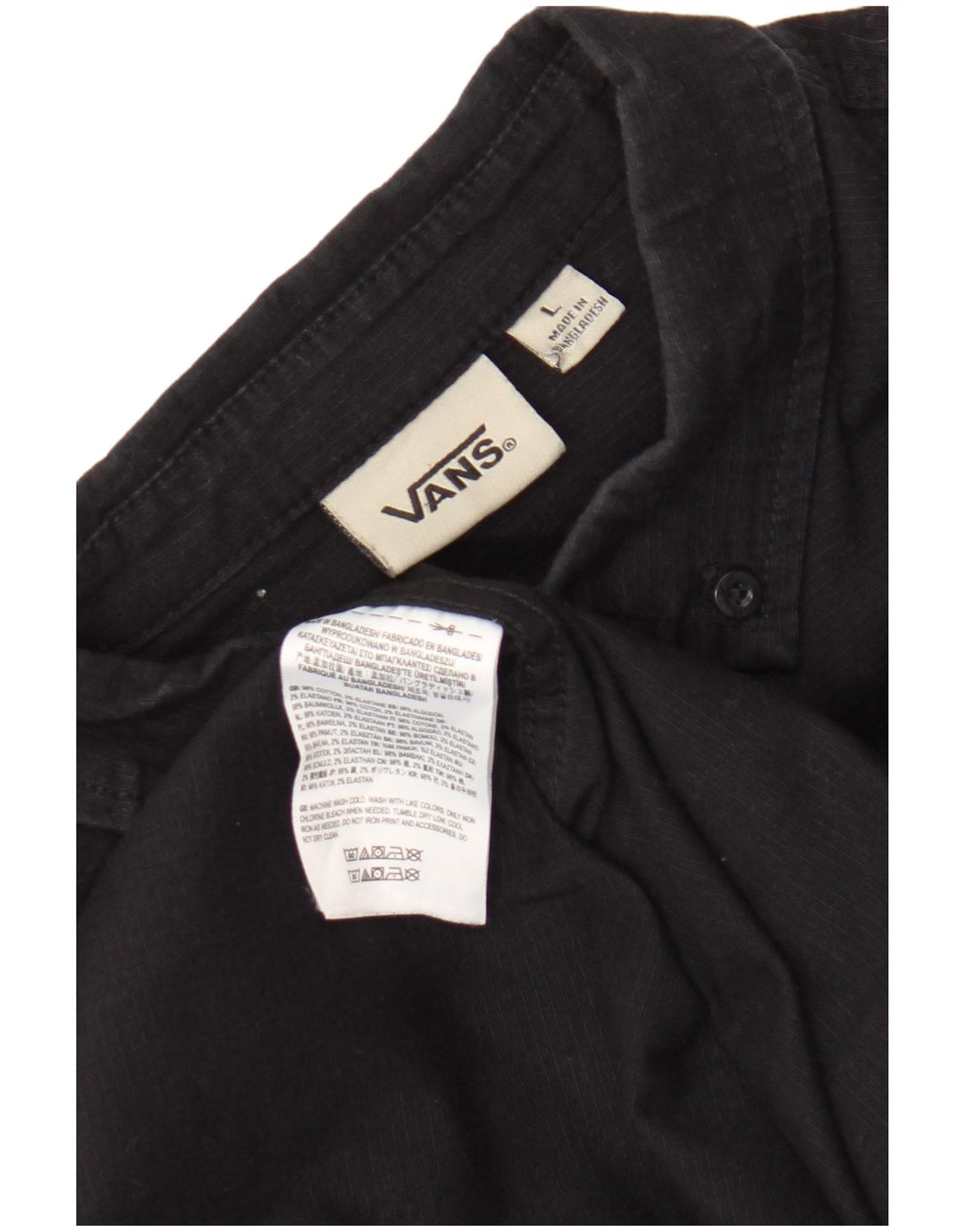Camisa masculina Vans Graphic grande listrada preta de algodão