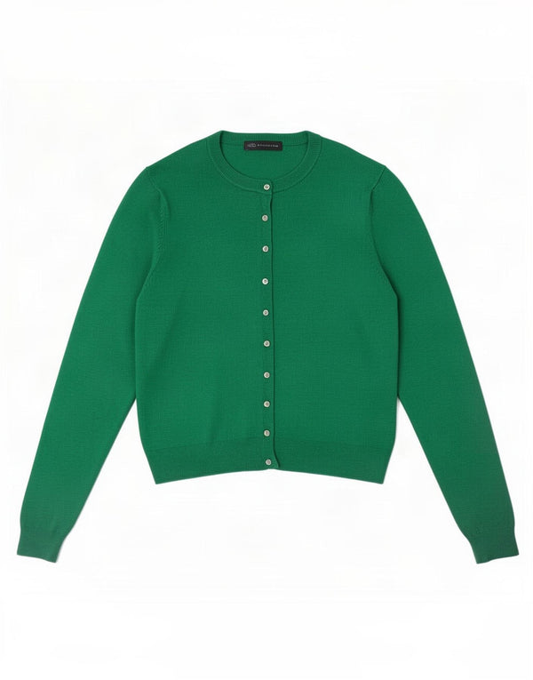 Suéter cardigã feminino Marks & Spencer UK 14 grande viscose verde