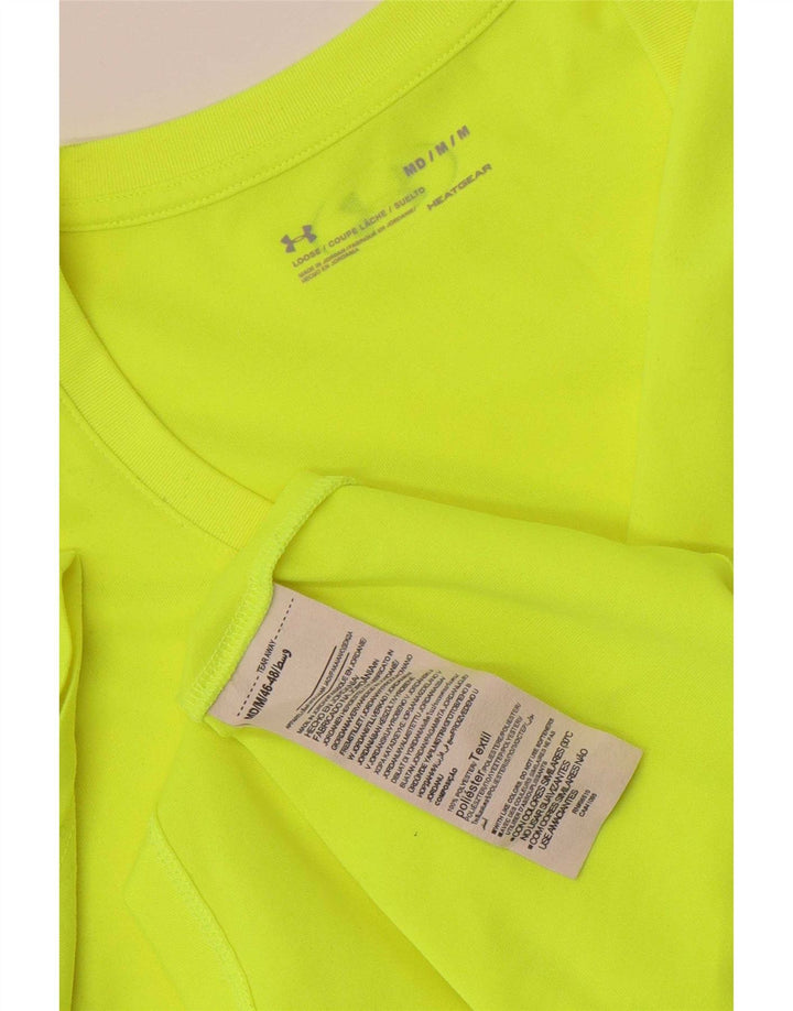 Camiseta feminina Under Armour Heat Gear Top UK 12 poliéster amarelo médio