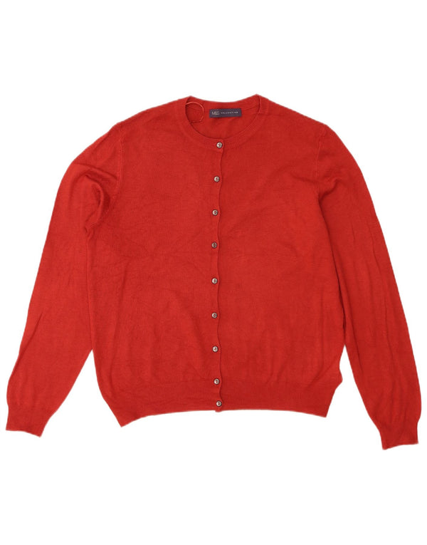 Suéter cardigã feminino Marks & Spencer UK 14 grande viscose vermelha
