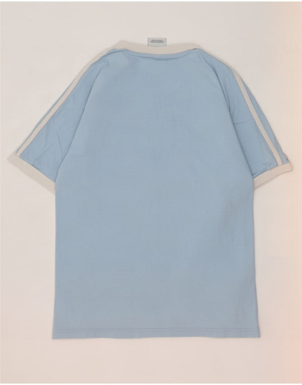 Adidas Mens Camiseta Top Pequeno Algodão Azul