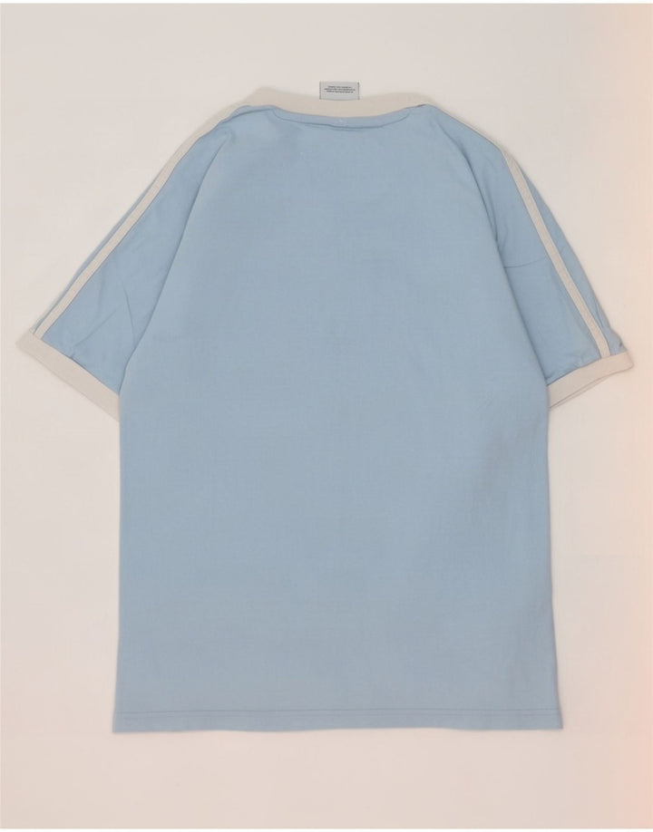 Adidas Mens Camiseta Top Pequeno Algodão Azul
