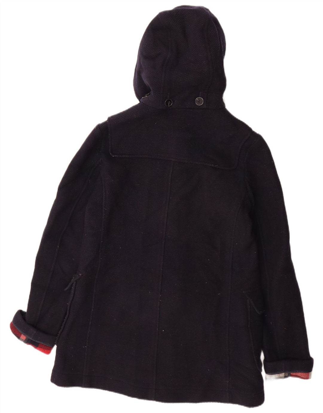 Casaco Duffle feminino com capuz Topshop Reino Unido 10 pequeno lã azul marinho