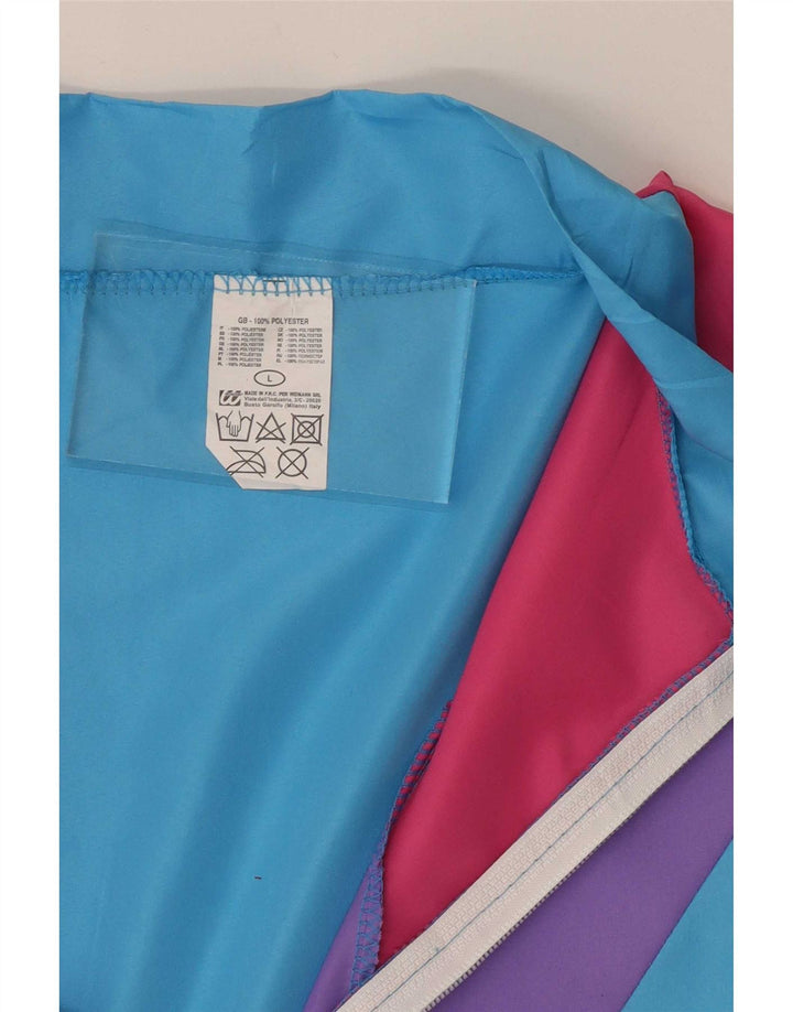 Fato de treino completo masculino vintage grande azul colorblock poliéster