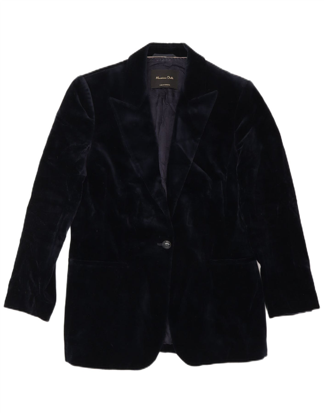 Jaqueta blazer feminina de veludo com 1 botão Massimo Dutti UE 38 azul marinho médio