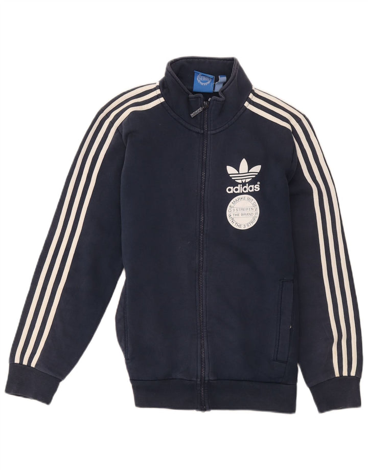 Adidas Mens Graphic Tracksuit Top Jacket Pequeno Algodão Azul Marinho