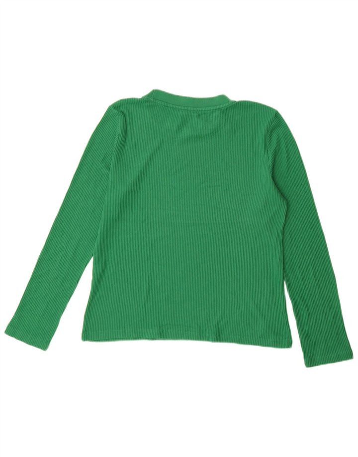 Top feminino ZARA manga comprida UK 14 verde médio