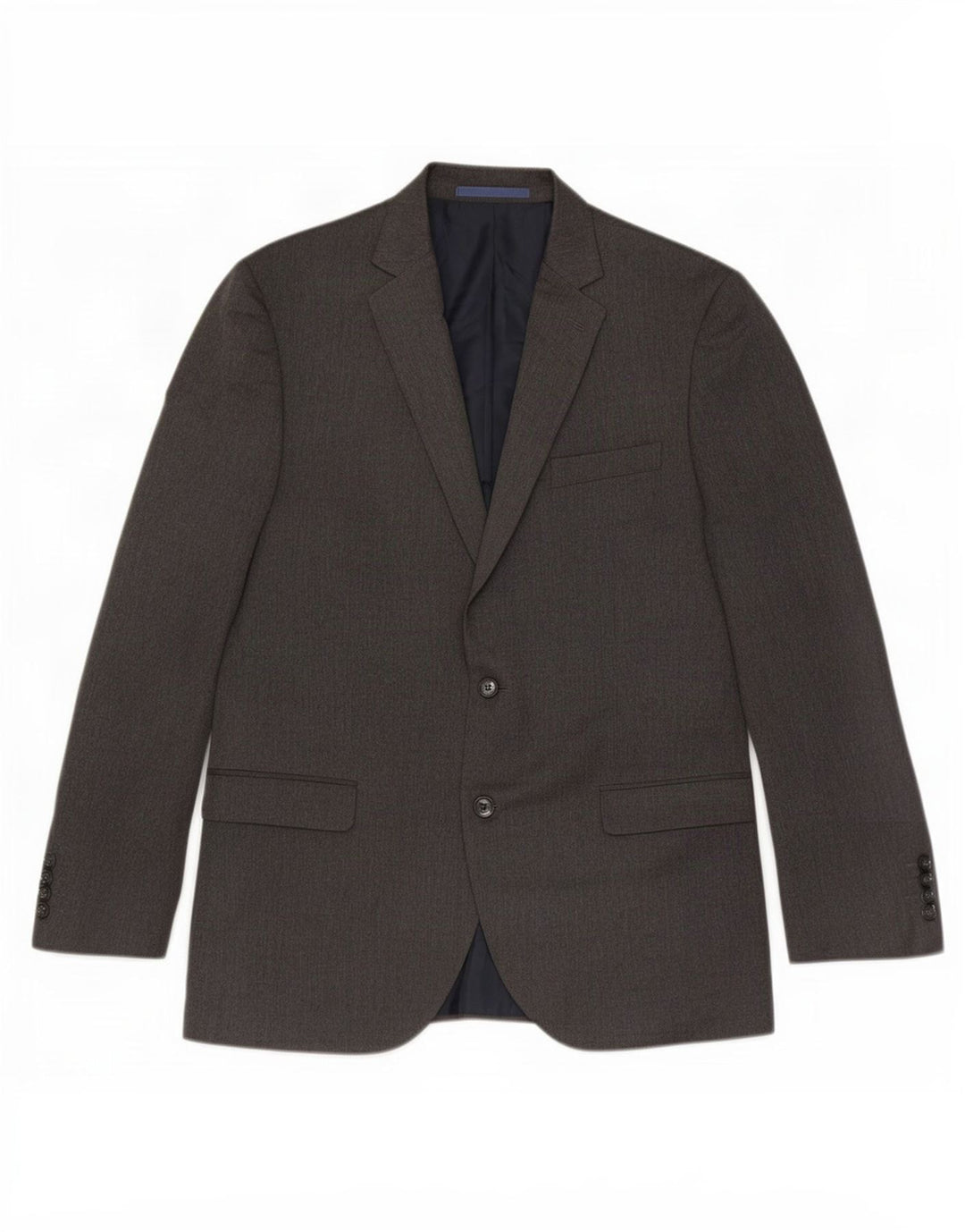 Jaqueta blazer masculina de 2 botões Marks & Spencer Reino Unido 42 poliéster cinza grande