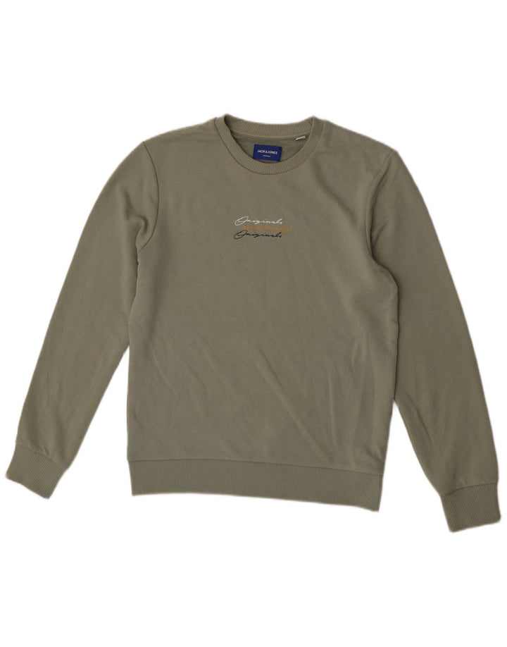 Jack & Jones moletom gráfico masculino jumper pequeno cáqui poliéster