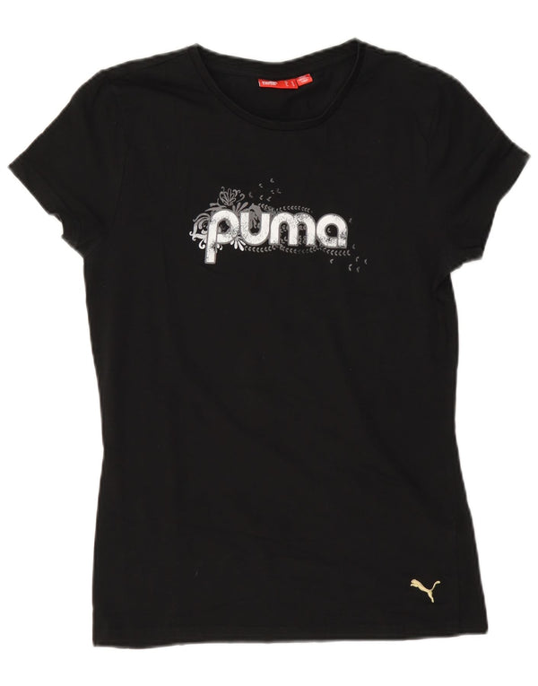 Camiseta Puma Feminina Regular Graphic Top UK 12 Médio Algodão Preto