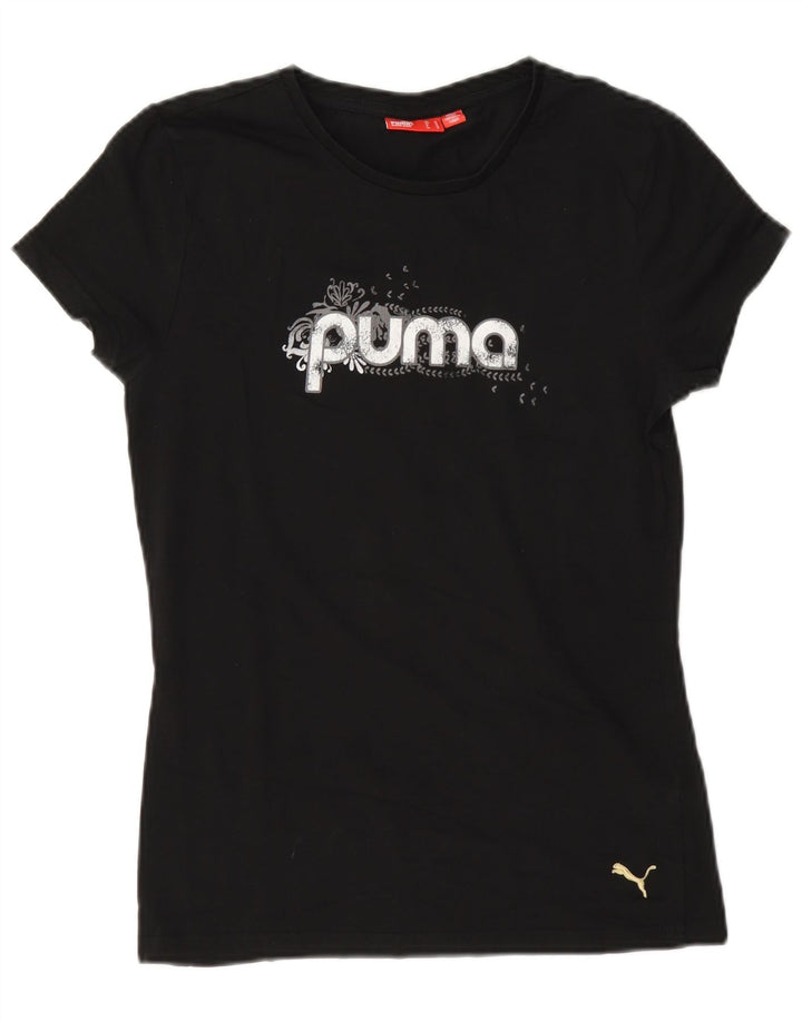 Camiseta Puma Feminina Regular Graphic Top UK 12 Médio Algodão Preto