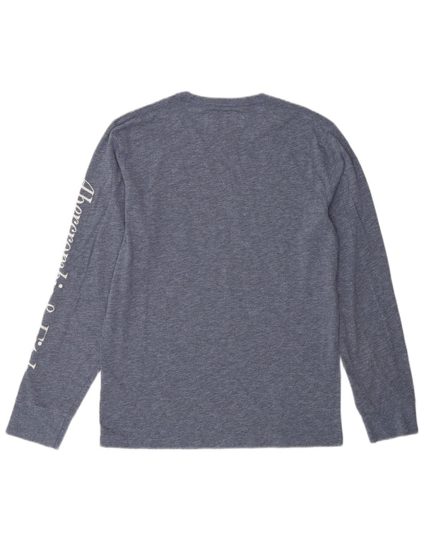 Top gráfico masculino Abercrombie & Fitch manga longa XS algodão manchado azul